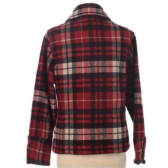 Woolrich Wool Red Oat Plaid Double Breasted Women's Jacket Coat Size Medium M - Picture 2 of 9